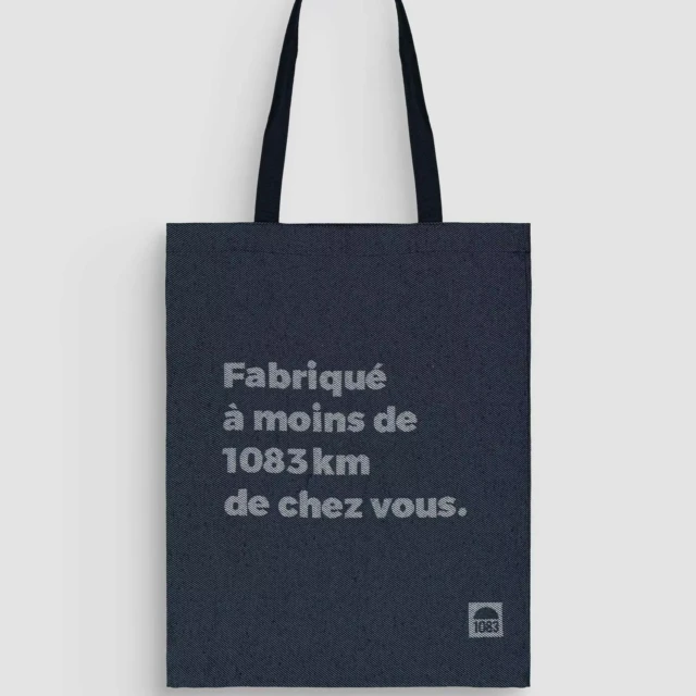 1083 - Tote bag jean 851 MESSAGE coton recycle bleu Unisexe