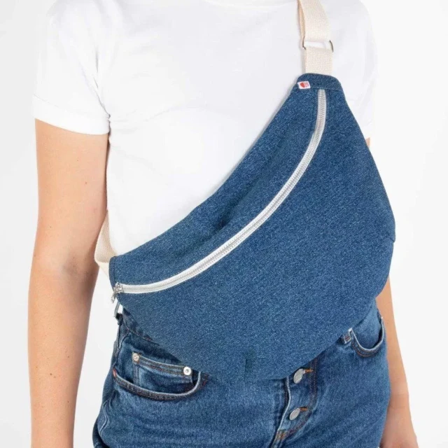 1083 - SAC BANANE DENIM 853 SURCYCLE coton bio indigo ocean Unisexe
