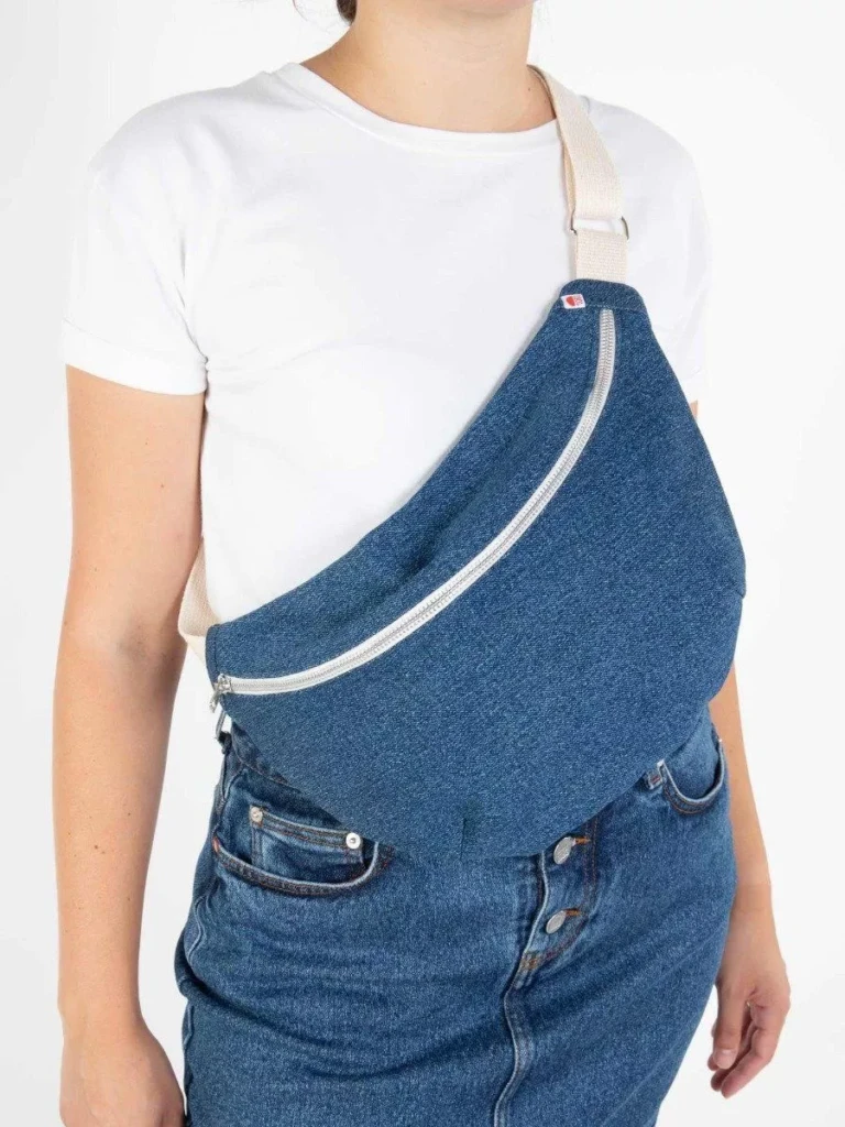 1083 - SAC BANANE DENIM 853 SURCYCLE coton bio indigo ocean Unisexe