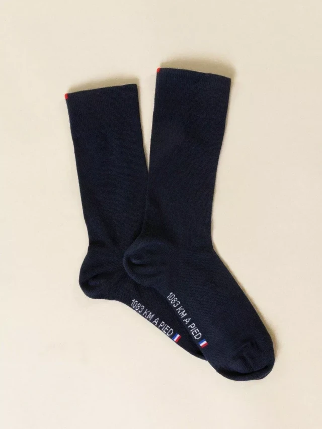 1083 - CHAUSSETTES 870 coton bio bleu marine Unisexe