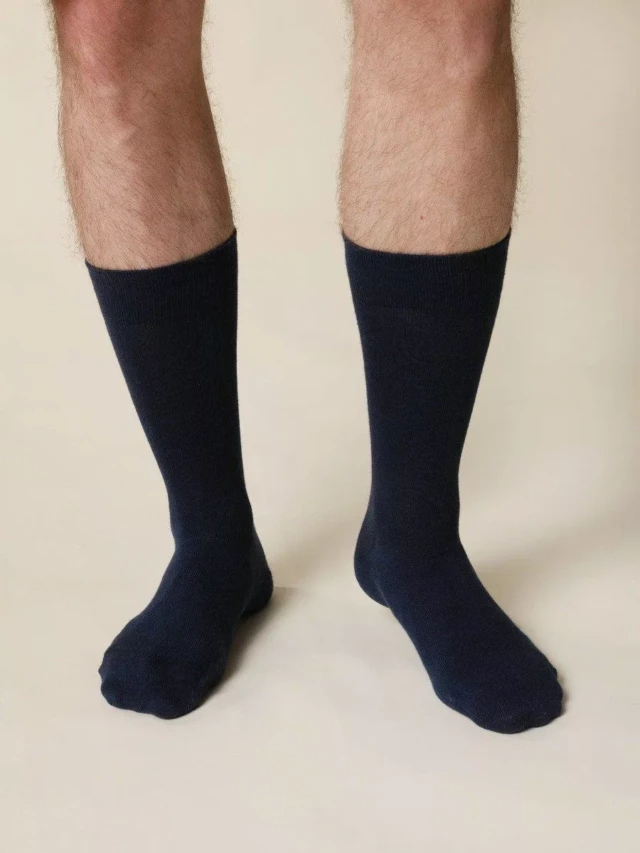 1083 - CHAUSSETTES 870 coton bio bleu marine Unisexe