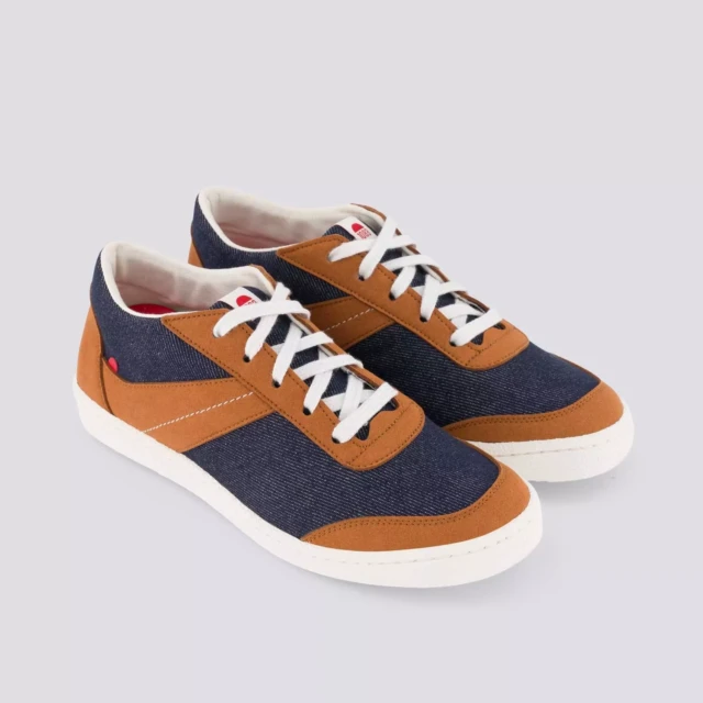 1083 - SNEAKERS VEGAN 901V coton bio bleu marron Unisexe