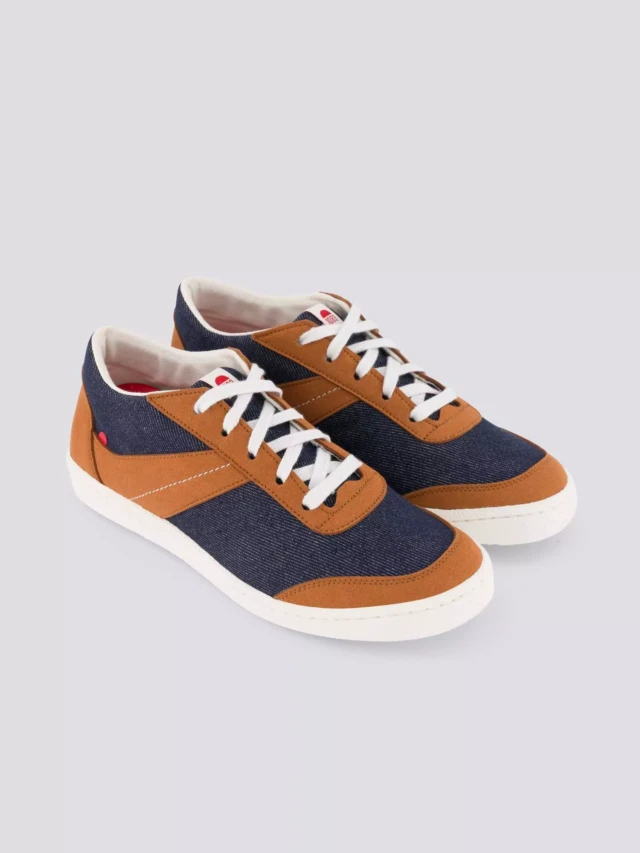 1083 - SNEAKERS VEGAN 901V coton bio bleu marron Unisexe