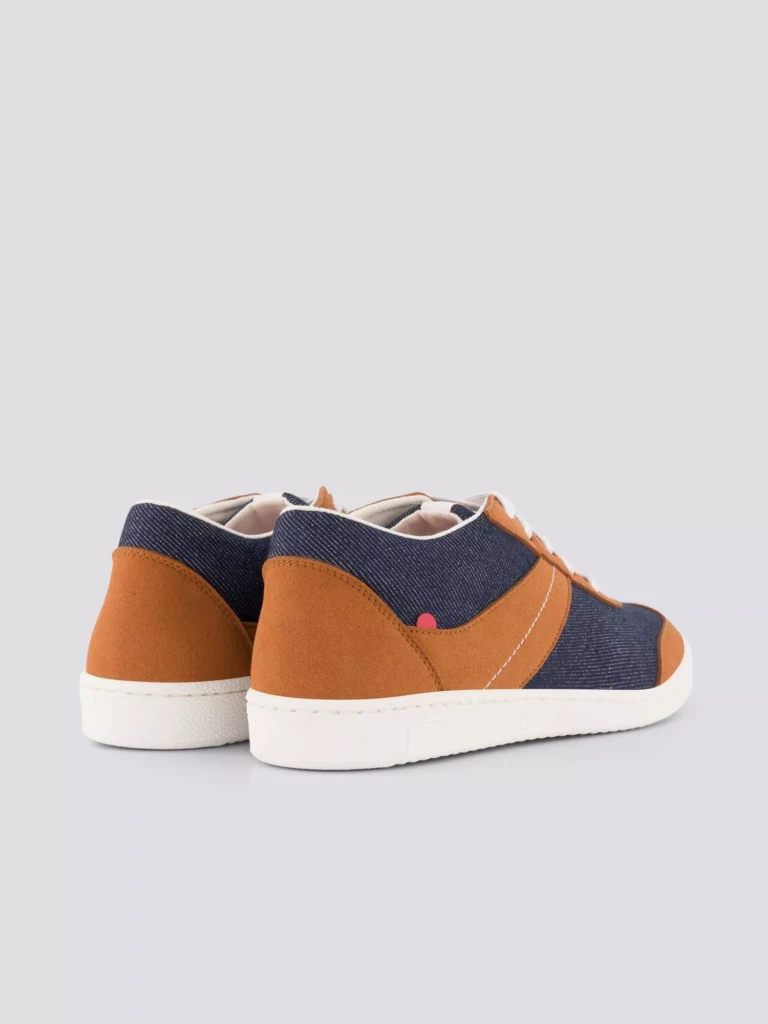 1083 - SNEAKERS VEGAN 901V coton bio bleu marron Unisexe