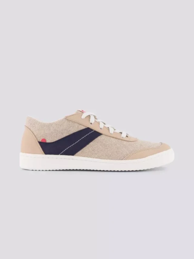 1083 - SNEAKERS LIN VEGAN 901V microfibre beige bleu Unisexe