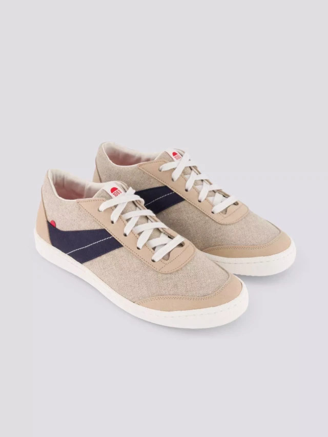 1083 - SNEAKERS LIN VEGAN 901V microfibre beige bleu Unisexe