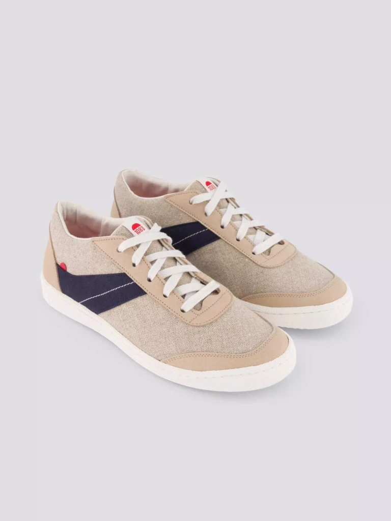 1083 - SNEAKERS LIN VEGAN 901V microfibre beige bleu Unisexe