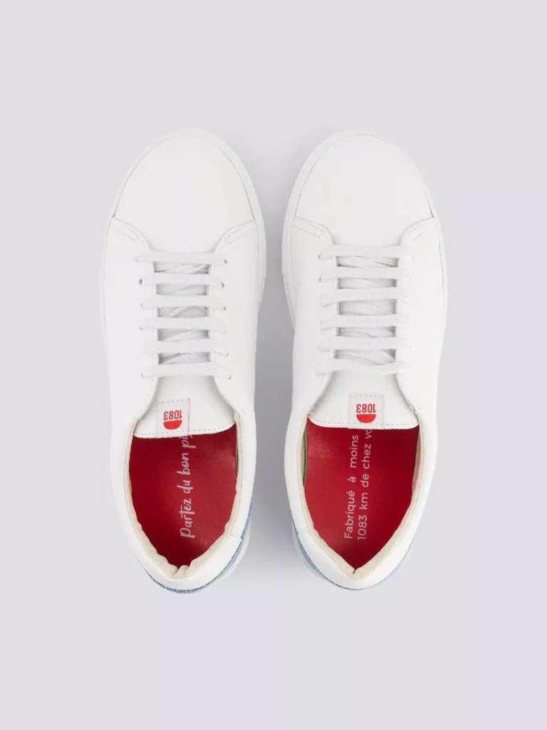 1083 - SNEAKERS 912 cuir blanc délavé clair Unisexe