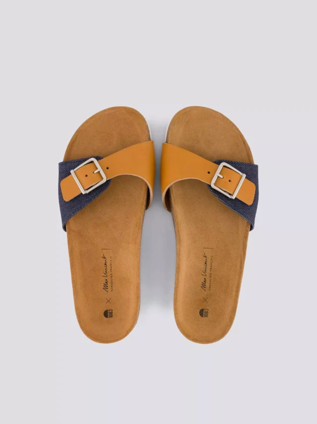 1083 - CLAQUETTE CAMEL 922 coton bio cuir Unisexe