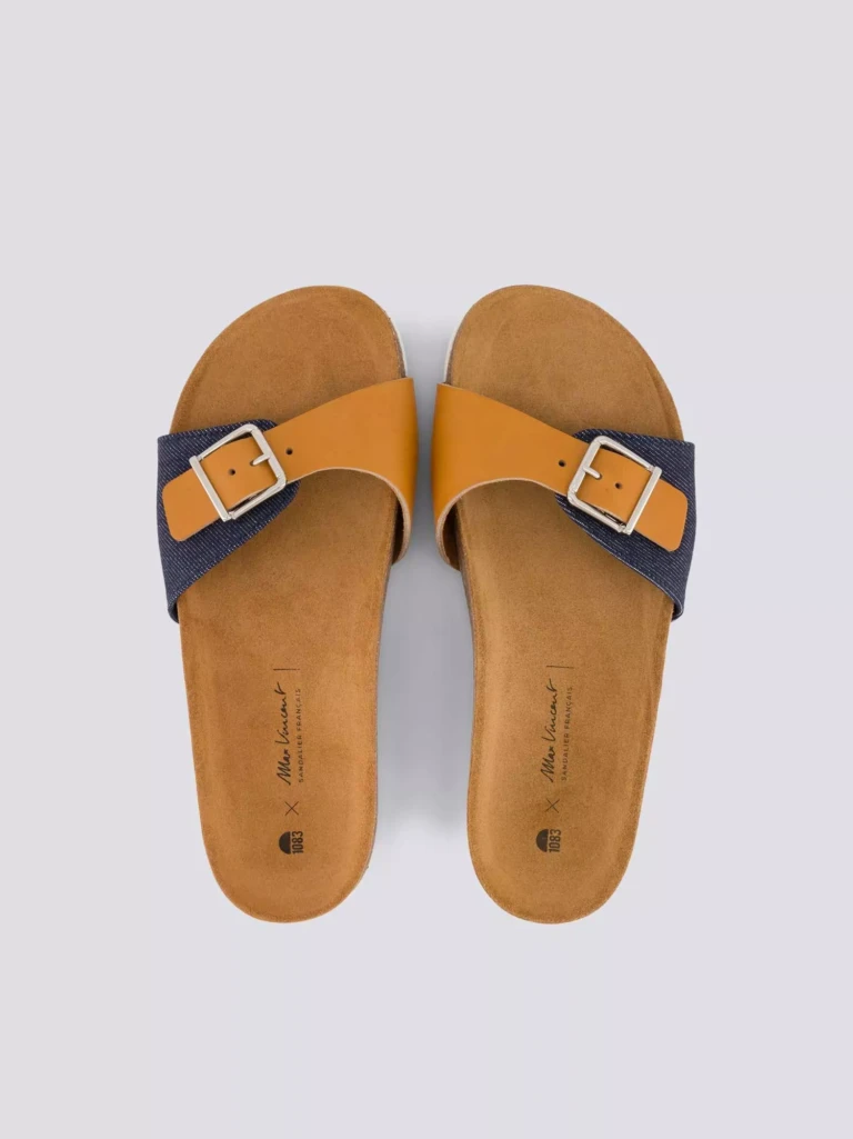 1083 - CLAQUETTE CAMEL 922 coton bio cuir Unisexe