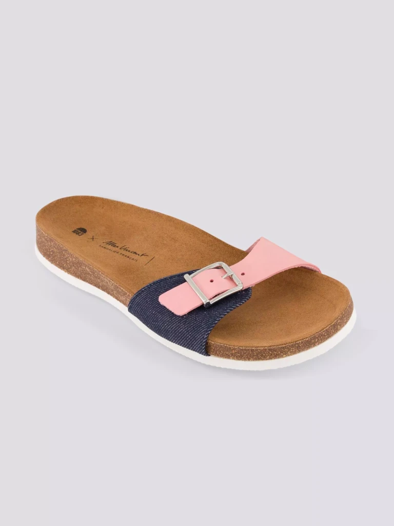 1083 - CLAQUETTE ROSE 922 coton bio cuir rose Unisexe