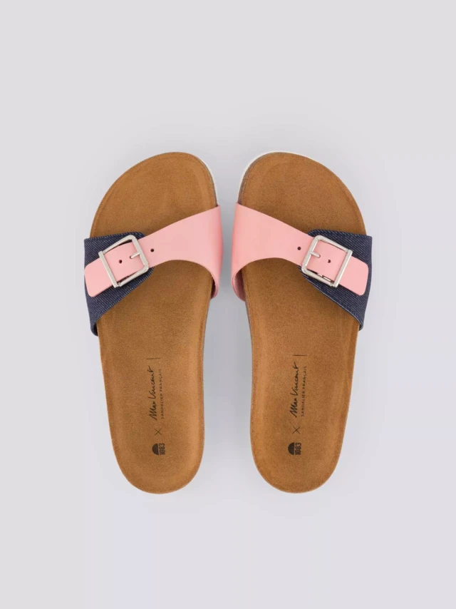 1083 - CLAQUETTE ROSE 922 coton bio cuir rose Unisexe