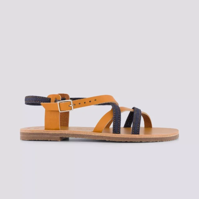 1083 - SANDALES 924 coton bio cuir camel Femme
