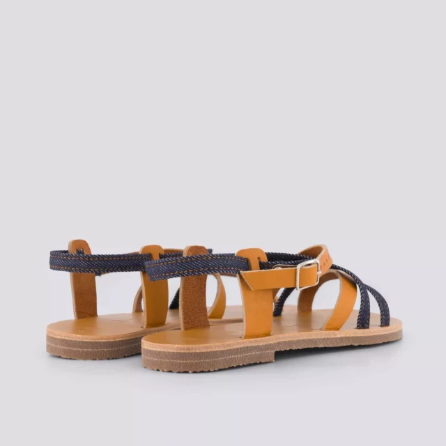 1083 - SANDALES 924 coton bio cuir camel Femme