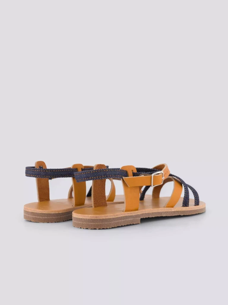 1083 - SANDALES 924 coton bio cuir camel Femme