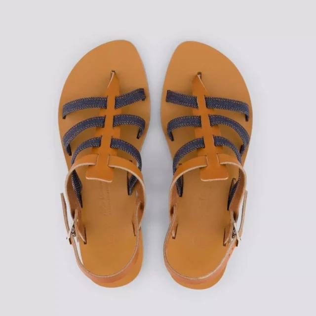 1083 - SANDALE TROPEZIENNE 925 coton bio cuir camel Femme