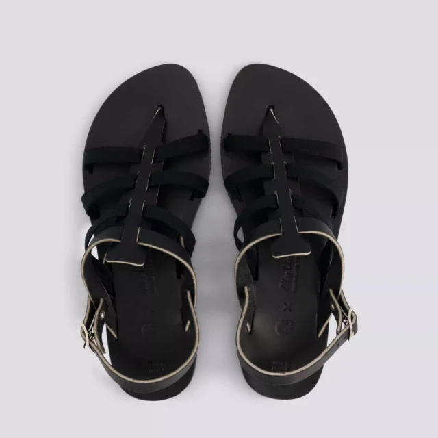 1083 - SANDALE TROPEZIENNE 925 coton bio cuir noir Femme