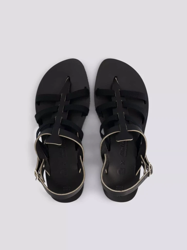 1083 - SANDALE TROPEZIENNE 925 coton bio cuir noir Femme