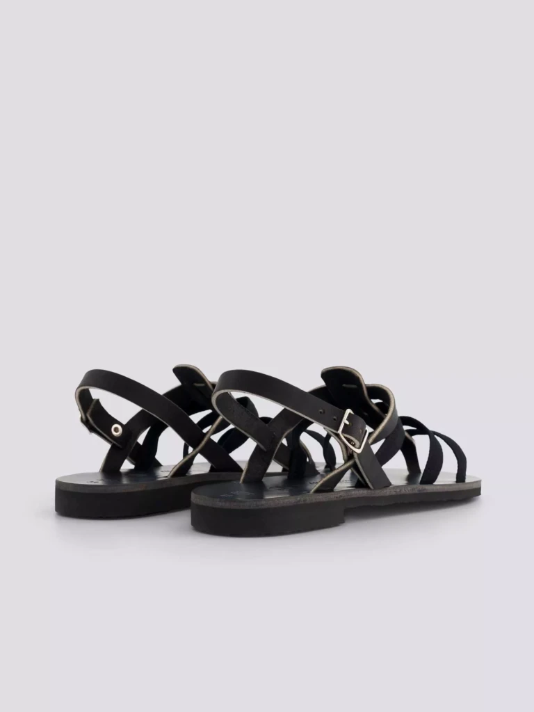 1083 - SANDALE TROPEZIENNE 925 coton bio cuir noir Femme
