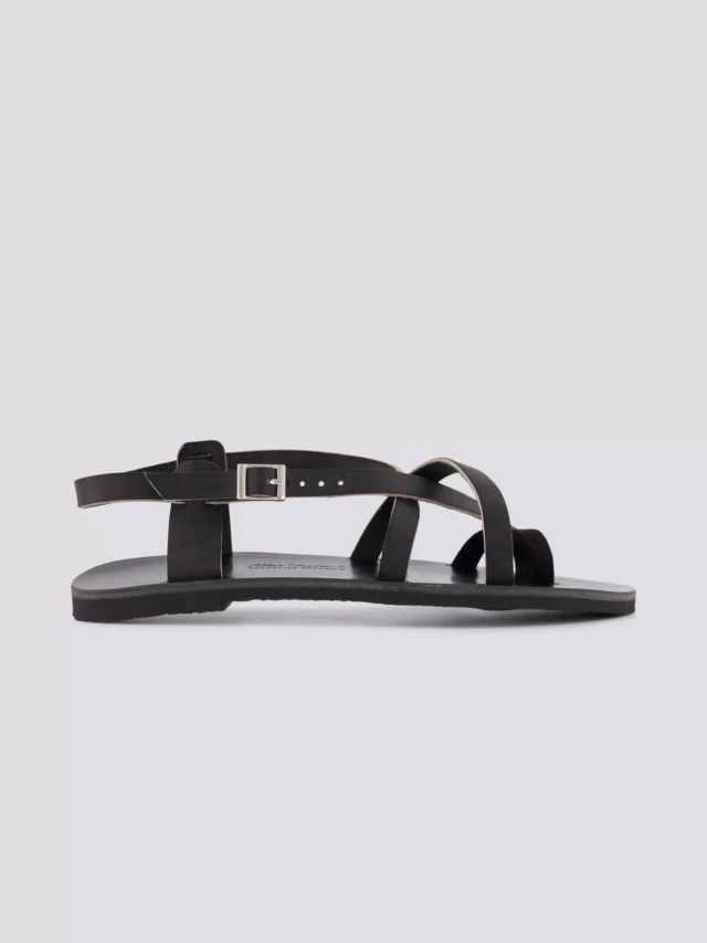 1083 - SANDALES PASSE POUCE 927 coton bio cuir noir Femme