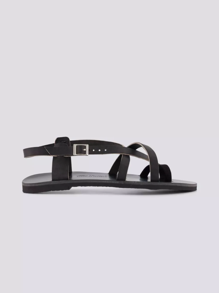 1083 - SANDALES PASSE POUCE 927 coton bio cuir noir Femme