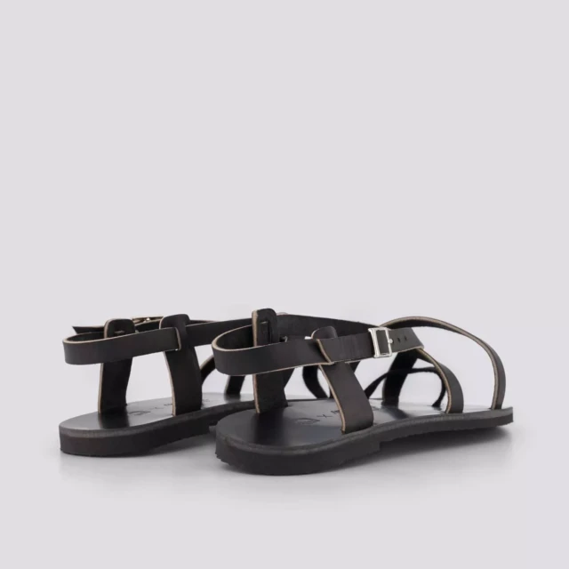 1083 - SANDALES PASSE POUCE 927 coton bio cuir noir Femme