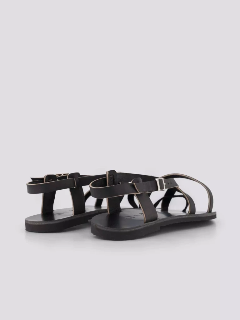 1083 - SANDALES PASSE POUCE 927 coton bio cuir noir Femme