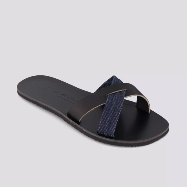 1083 - CLAQUETTE NOIRE 928 coton bio cuir Unisexe