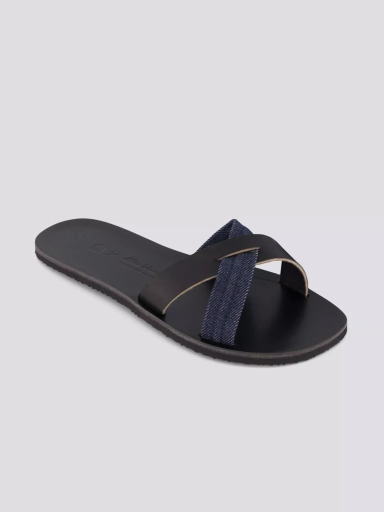 1083 - CLAQUETTE NOIRE 928 coton bio cuir Unisexe