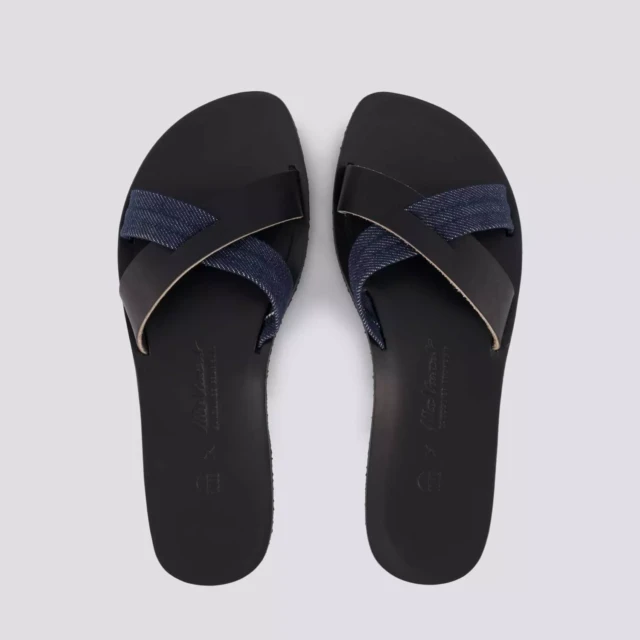 1083 - CLAQUETTE NOIRE 928 coton bio cuir Unisexe