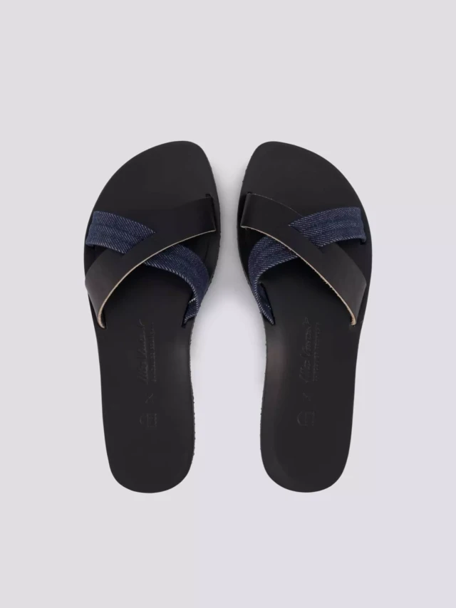 1083 - CLAQUETTE NOIRE 928 coton bio cuir Unisexe