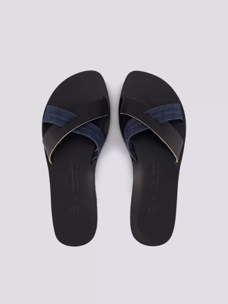 1083 - CLAQUETTE NOIRE 928 coton bio cuir Unisexe
