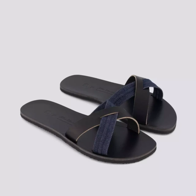 1083 - CLAQUETTE NOIRE 928 coton bio cuir Unisexe