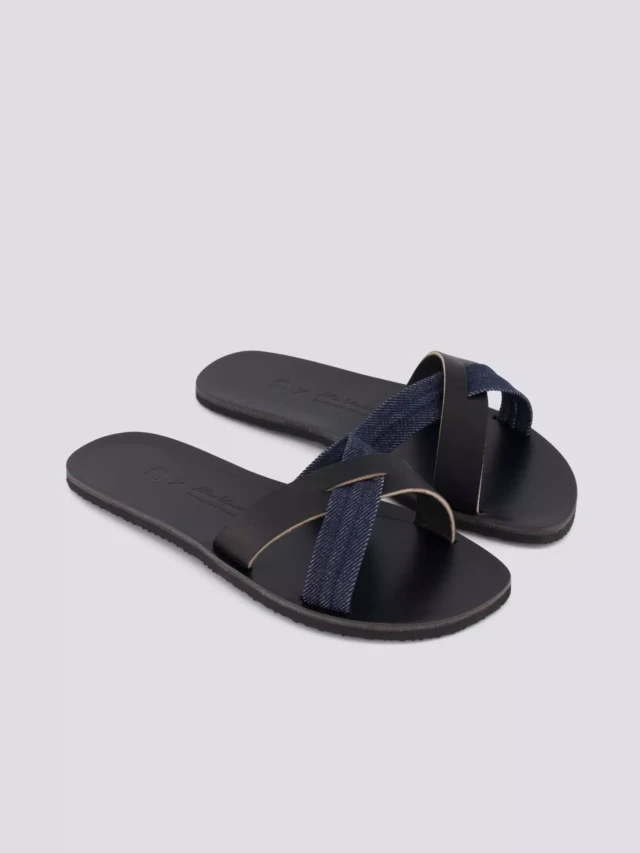 1083 - CLAQUETTE NOIRE 928 coton bio cuir Unisexe