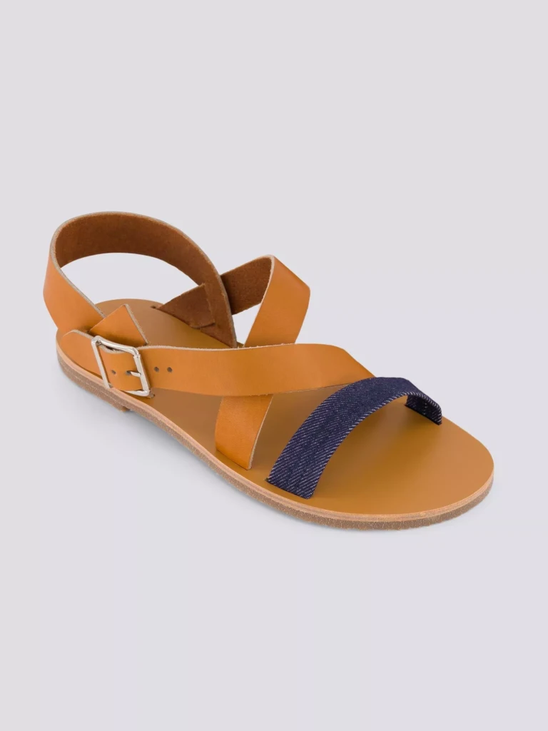 1083 - SANDALES 929 coton bio cuir camel Homme