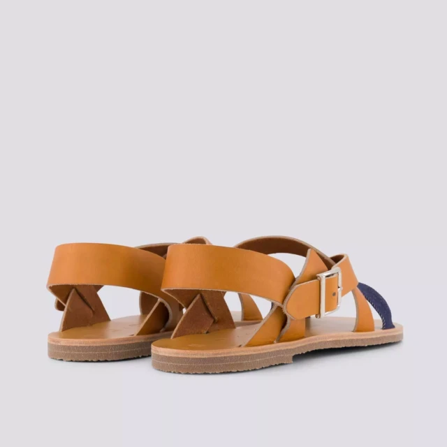 1083 - SANDALES 929 coton bio cuir camel Homme