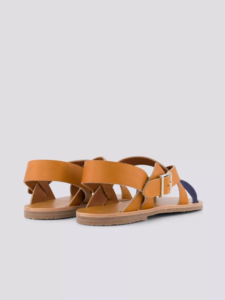 1083 - SANDALES 929 coton bio cuir camel Homme