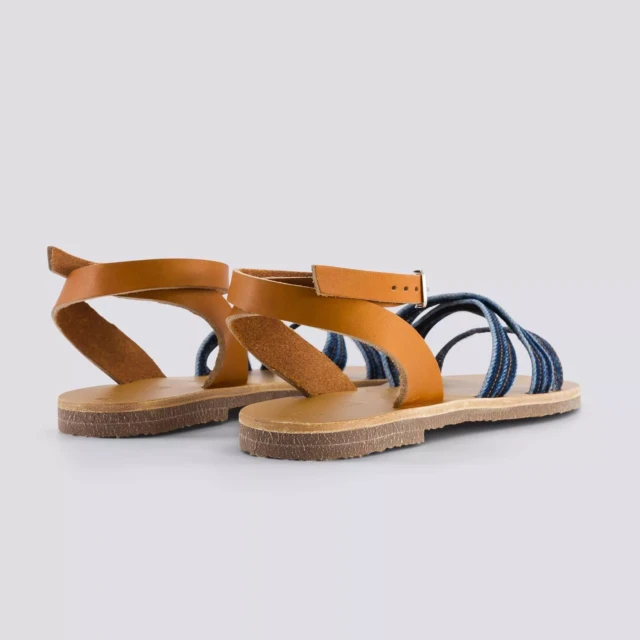 1083 - SANDALES 930 coton bio cuir camel océan Femme