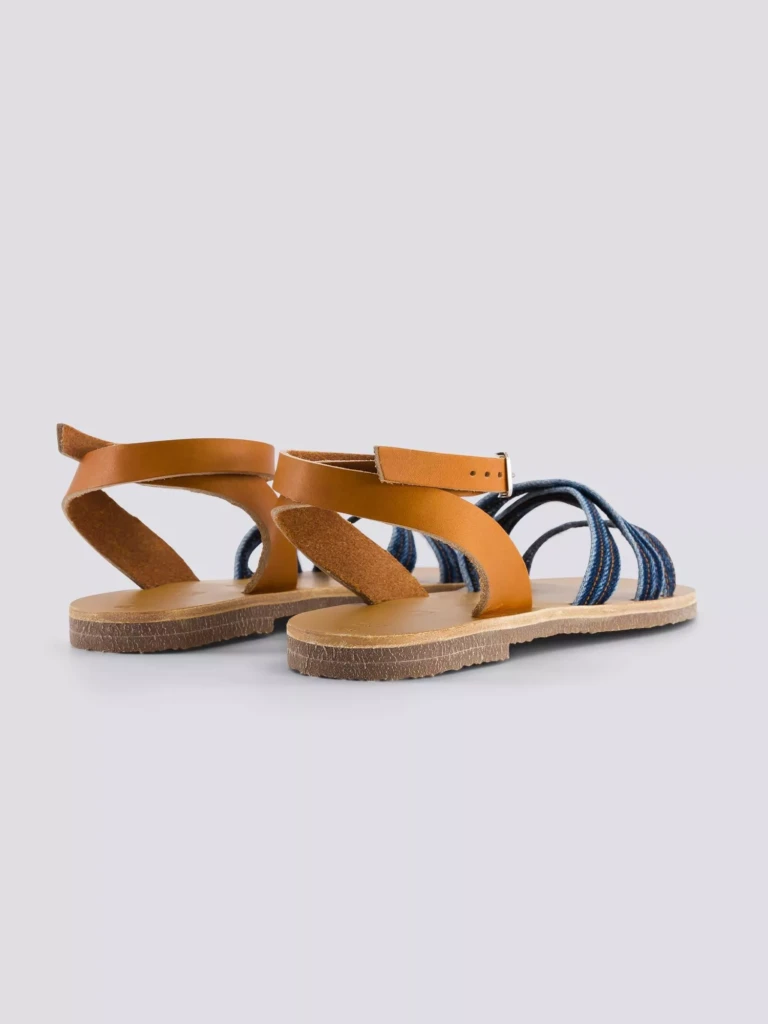 1083 - SANDALES 930 coton bio cuir camel océan Femme