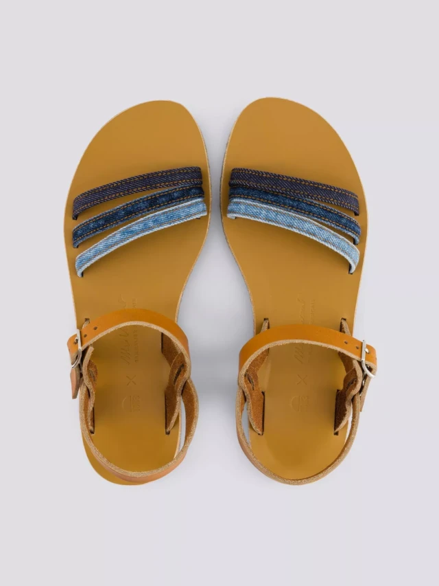 1083 - SANDALES 931 coton bio cuir camel multi délavé Femme