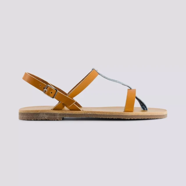 1083 - SANDALES 933 coton bio cuir camel délavé clair Femme