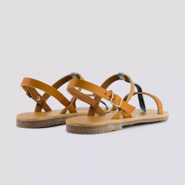 1083 - SANDALES 933 coton bio cuir camel délavé clair Femme