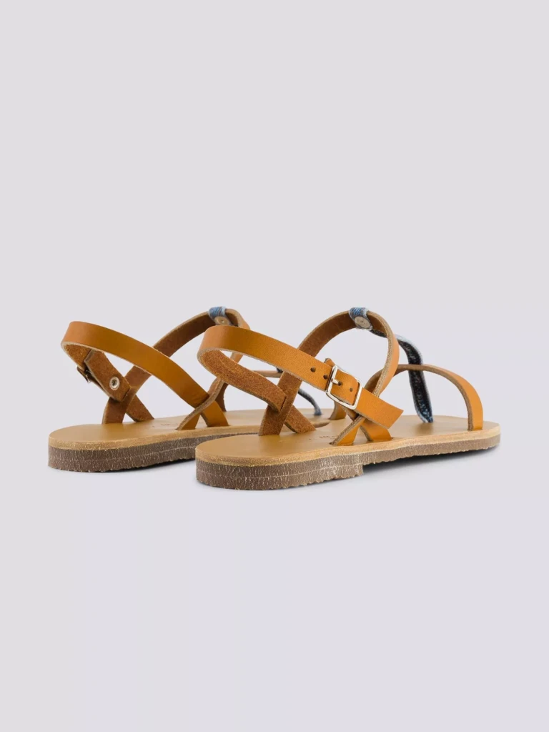 1083 - SANDALES 933 coton bio cuir camel délavé clair Femme
