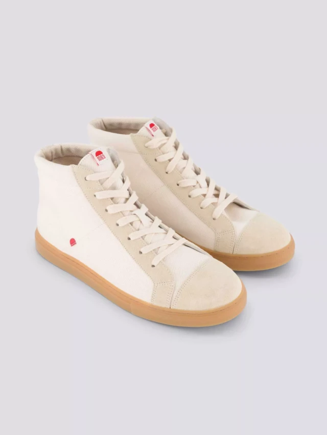 1083 - SNEAKERS MONTANTES 954 coton bio ecru beige Unisexe