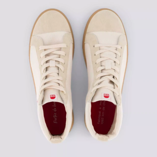 1083 - SNEAKERS MONTANTES 954 coton bio ecru beige Unisexe