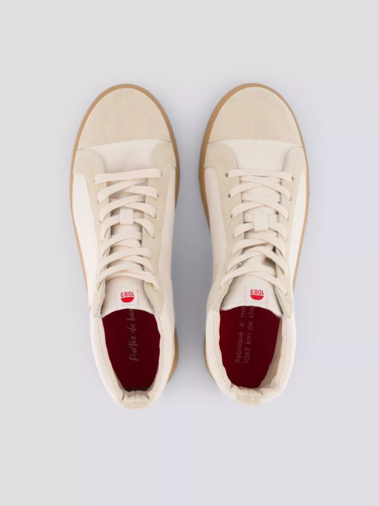 1083 - SNEAKERS MONTANTES 954 coton bio ecru beige Unisexe