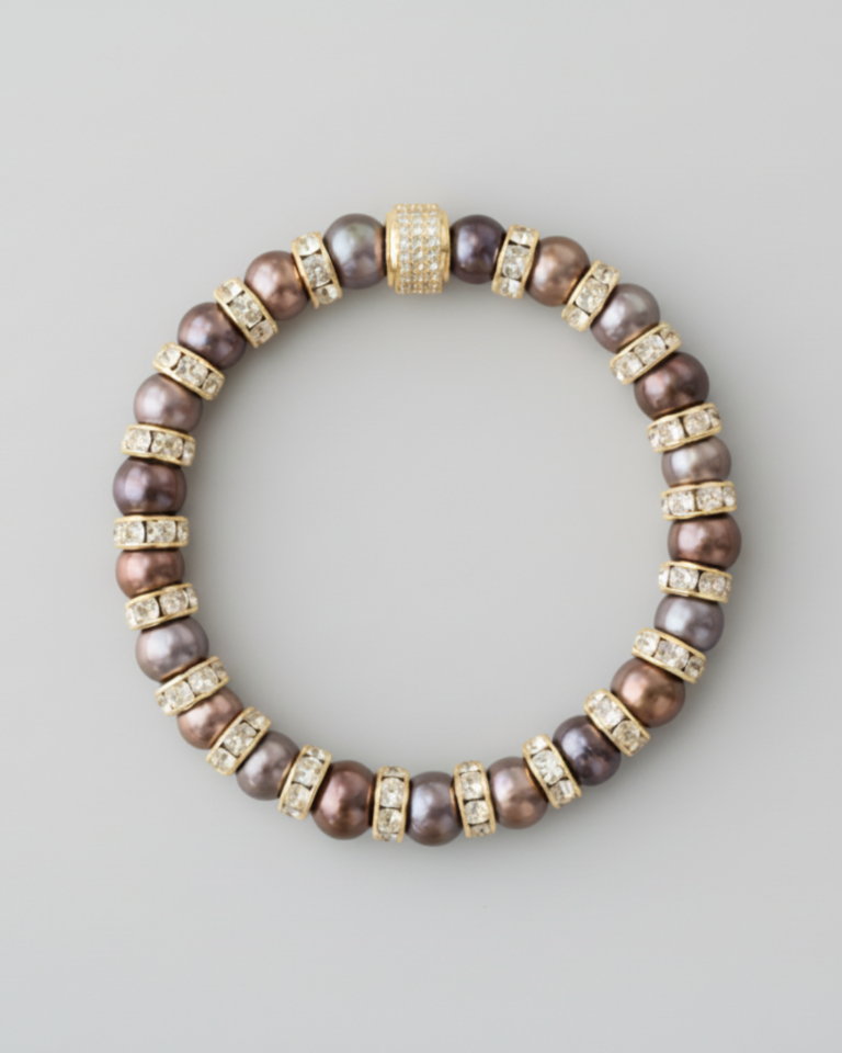 NEIJE - Bracelet Madame Bovary Perles de Culture Noires et Diamants