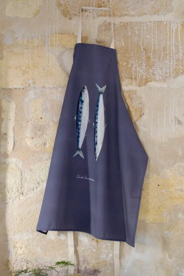Varek Illustrations - Tablier Gris Pragues 100% coton : Les Sardines