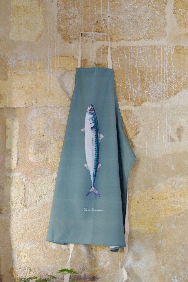 Varek Illustrations - Tablier Bleu Celadon 100% coton : Le Maquereau