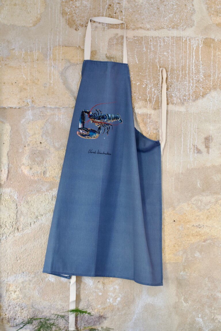 varek.illustrations - Tablier Bleu Profond 100% coton : Le Homard